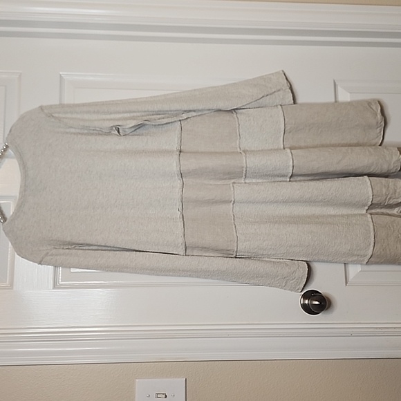 Anthropolgie Maeve Northwood Linen Bohemian V Neck Oatmeal Longsleeve Dress - Picture 5 of 11